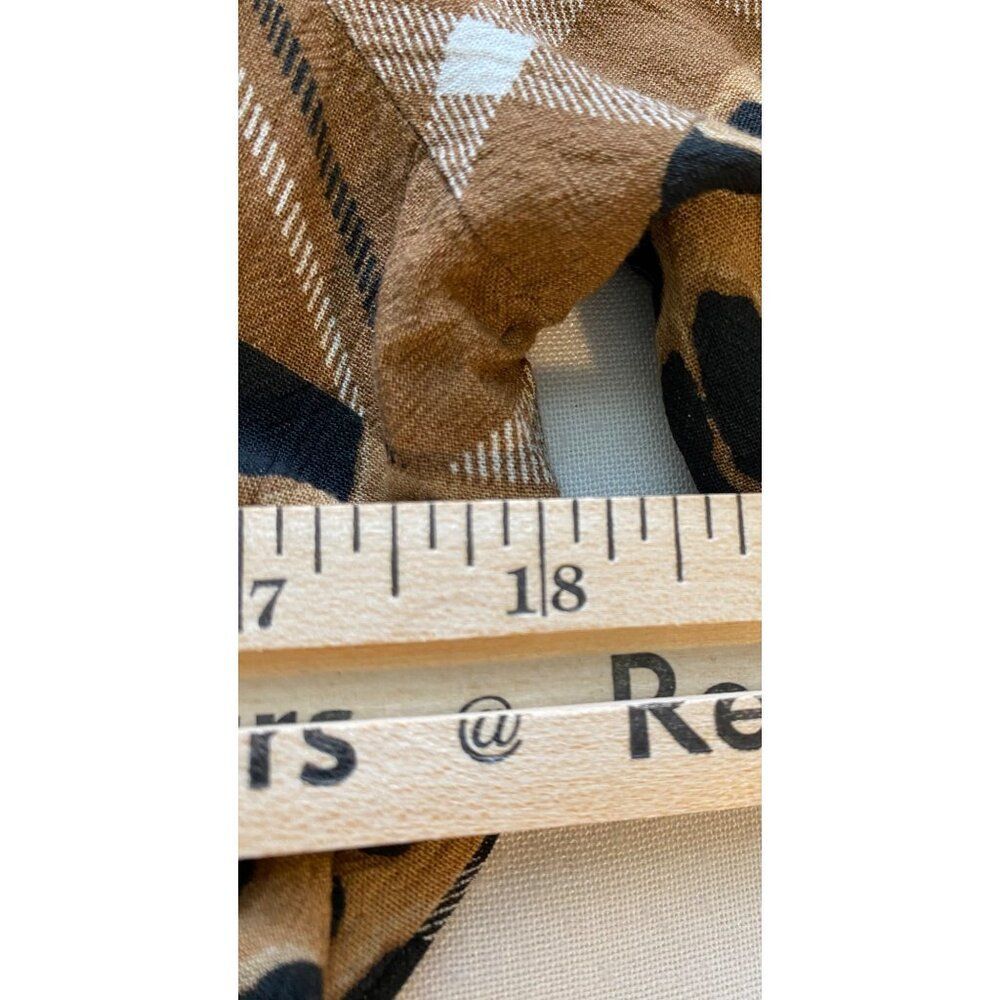 Cato Women’s M Tunic Dress Patchwork Plaid & Leopard Print Frayed Hem Boho Artsy - Picture 7 of 14